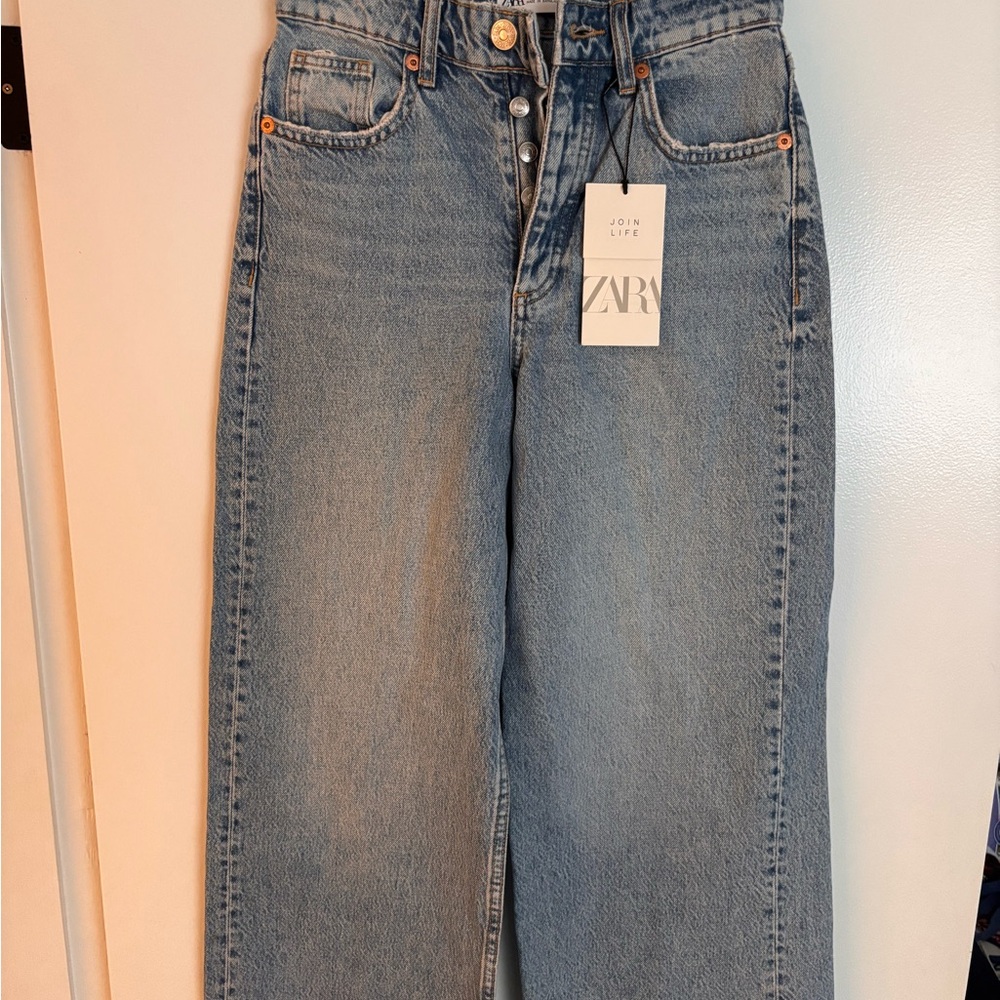 ZARA Women's Straight Leg Mid Blue Jeans
